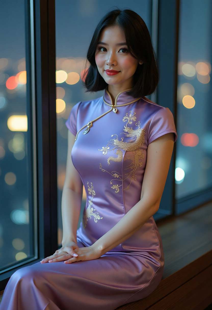 父女坐在村口小桥边交谈
